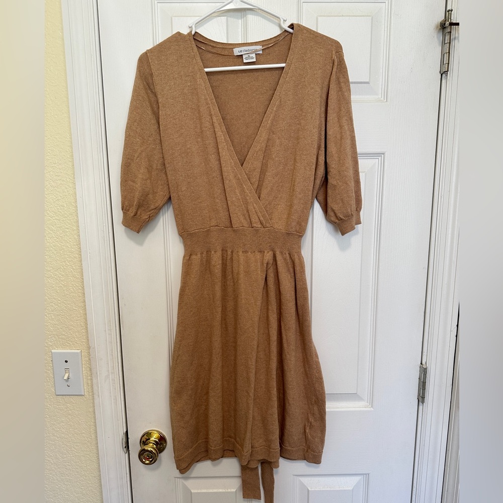 NWOT NBW Liz Claiborne Tan Sweater Dress Size XL